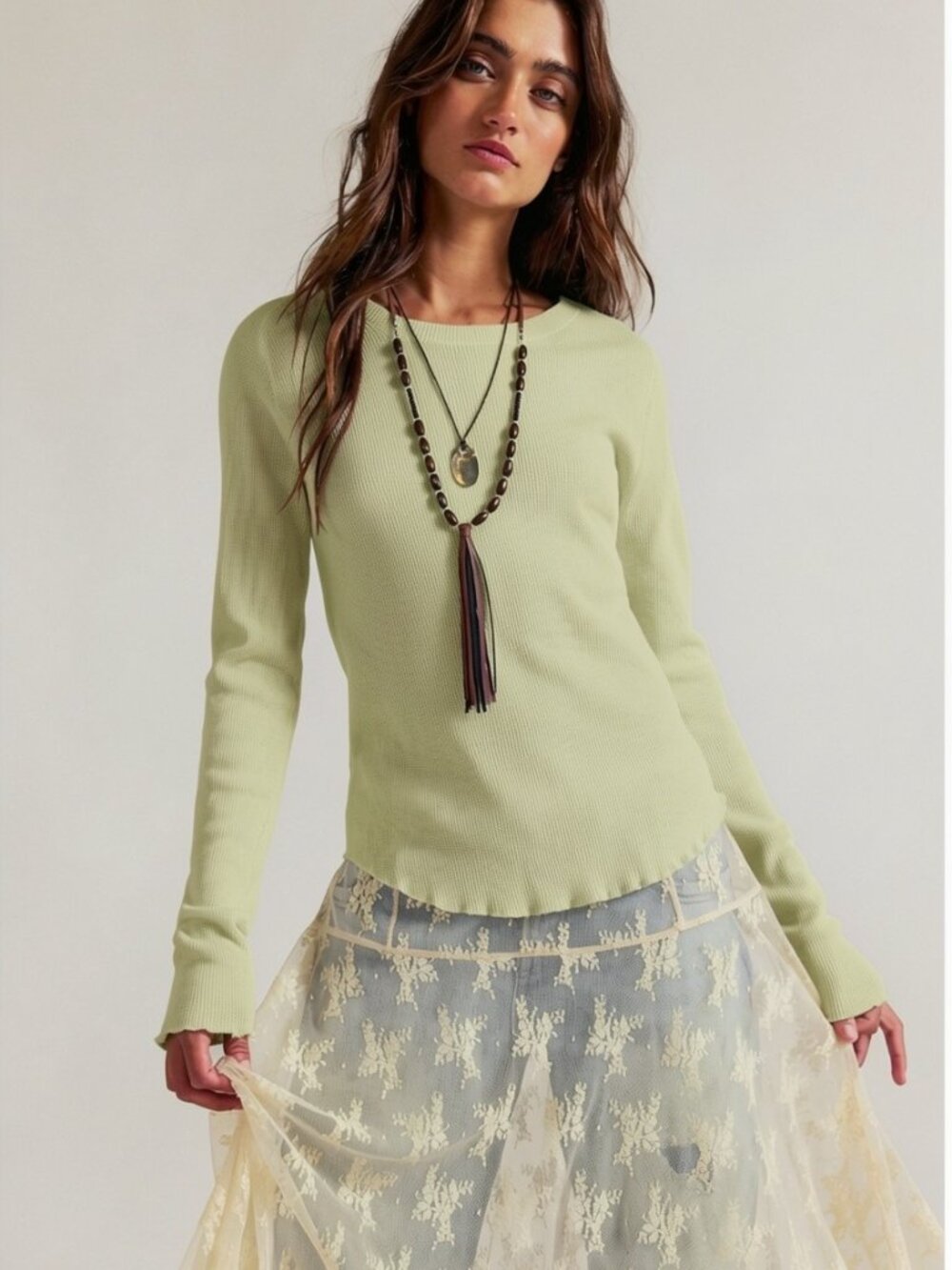 NWT Free People Easy Does It Long Sleeve Tee in Perfect Pair